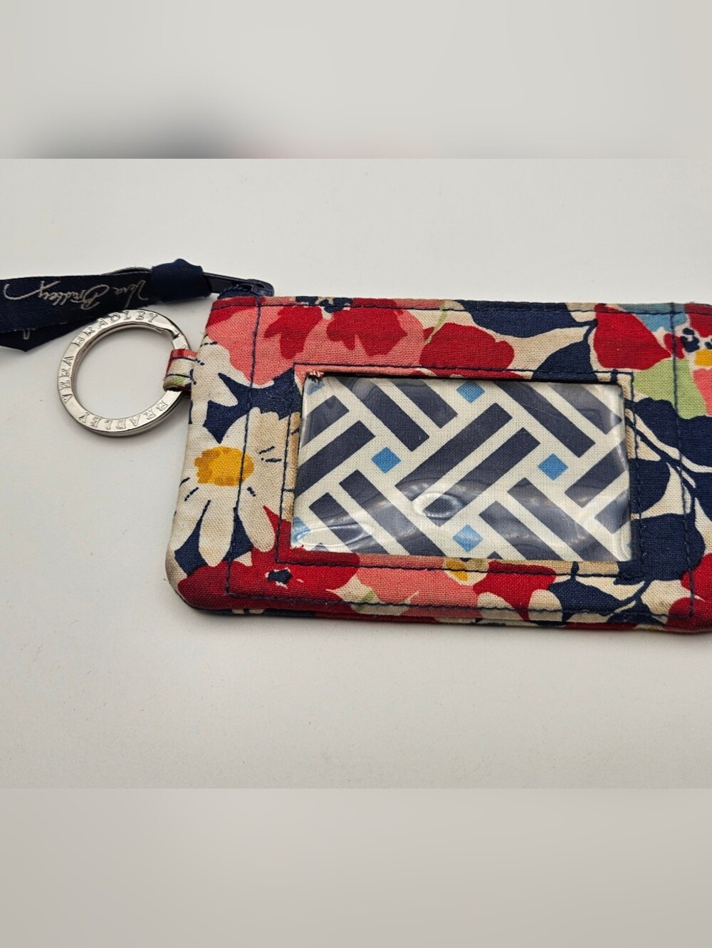 Vera Bradley Canyon Zip ID Case Floral Wallet Keychain Coin Purse Card Holder